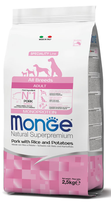 Monge Natural Superpremium All Breeds Adult Monoprotein Maiale con Riso e Patate 12KG